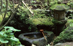 Чаша, вода, японский сад обои