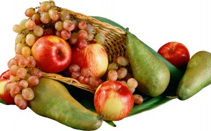 Груши, яблоки, виноград, фрукты, корзина обои