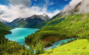 Кучерлинское озеро, Алтай, lake kucherlinskoe, altai, лес, горы, озеро, пейзаж обои