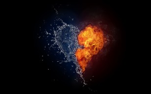 Сердце, огонь, вода, брызги обои