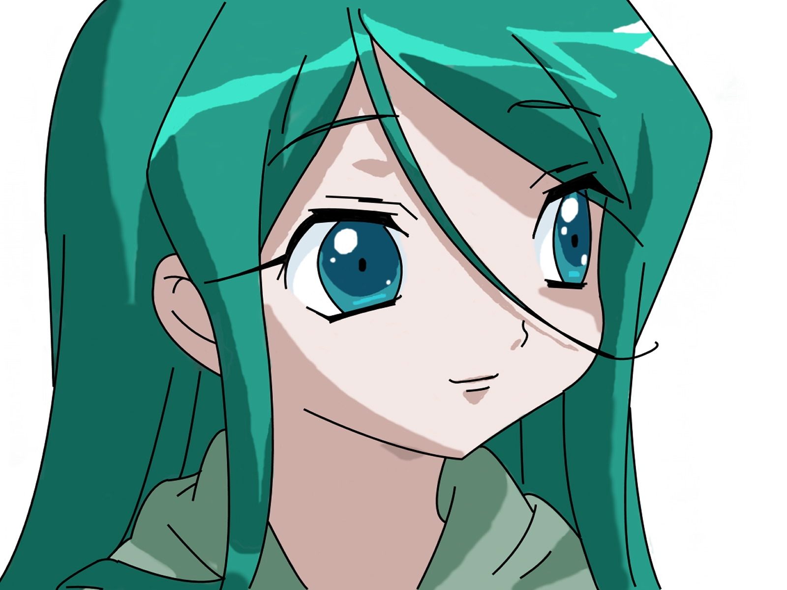 Uta-kata, kuroki manatsu, девушка, зеленые волосы, улыбка обои, картинки, фото