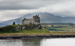 Замок, шотландия, Duart, озеро, горы обои