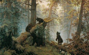 Медведи, лес, картина обои