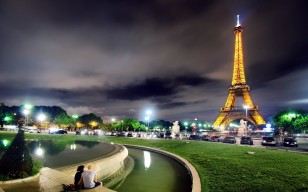 Франция, париж, эйфелева башня, свет, вечер, hdr обои 1920x1200