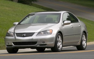 Acura, rl, 2004, серый металлик, вид спереди, стиль, акура, седан, авто, трава, дорога обои